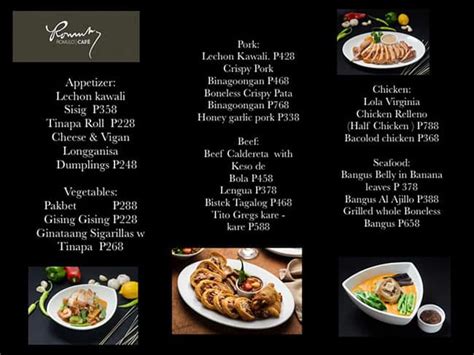 cafe romulo bgc|romulo cafe menu.